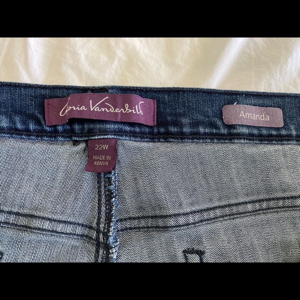 Gloria Vanderbilt Amanda blue jeans 22W average length.